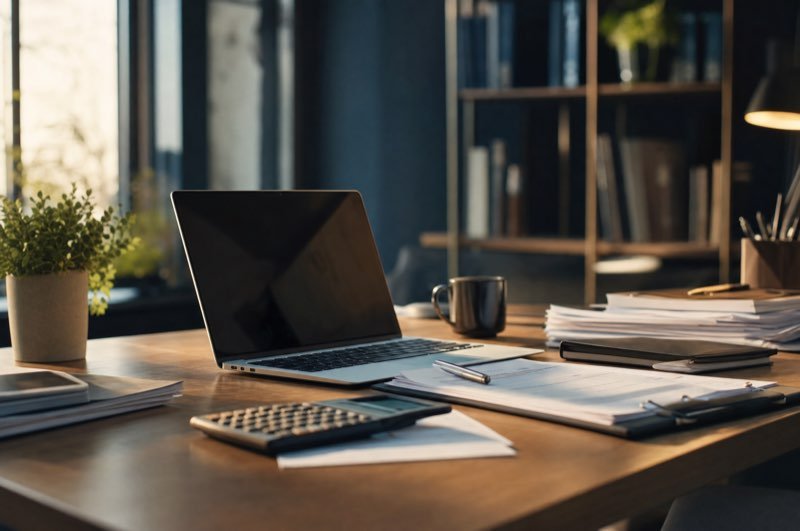 A calm modern accountant&rsquo;s desk