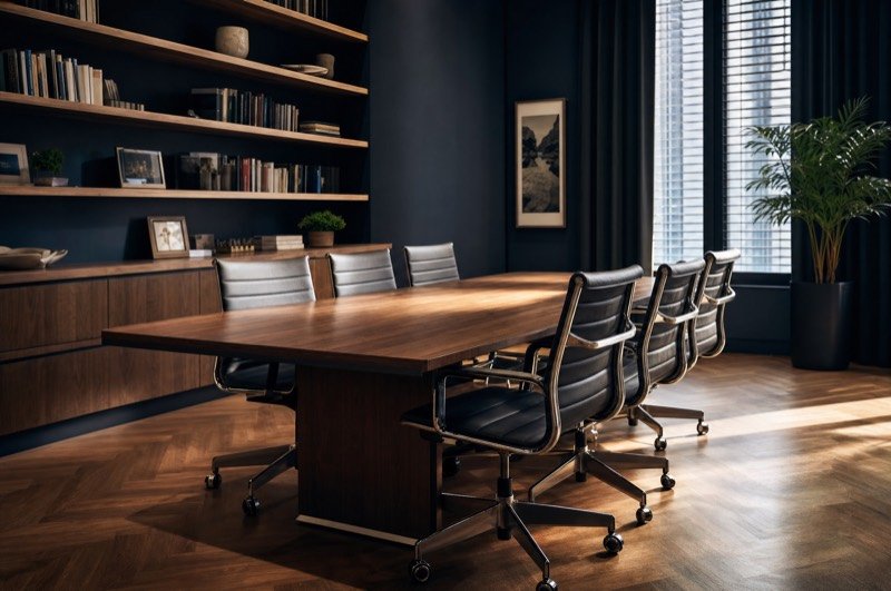 A calm professional office meeting room, typical of the law firms we help with SEO