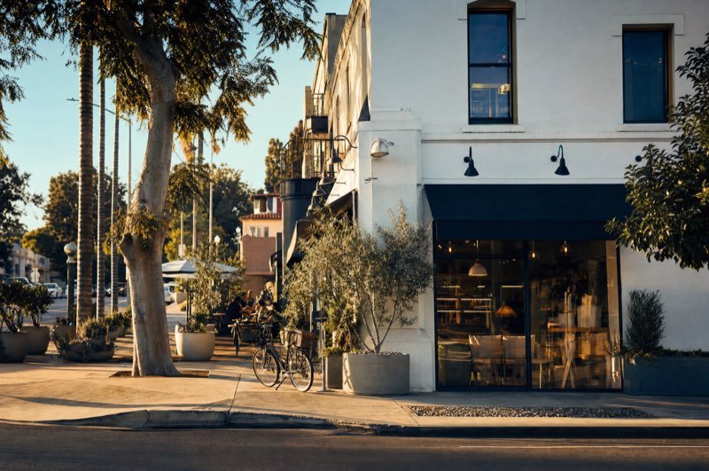 An independent neighborhood business street corner