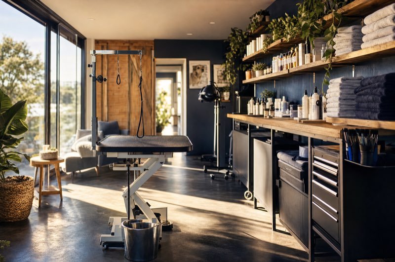 A bright friendly pet grooming salon