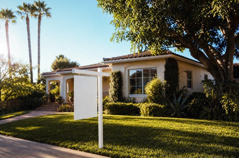 An open-house sign outside a Southern California home, a market where agent SEO pays off